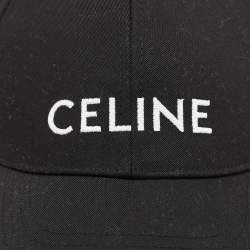 Pre Owned Céline Black Logo Embroidered Cotton Canvas Baseball Cap M
