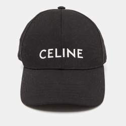 Pre Owned Céline Black Logo Embroidered Cotton Canvas Baseball Cap M