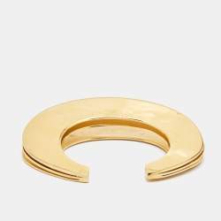 Celine Gold Tone Oversize Open Cuff Bracelet