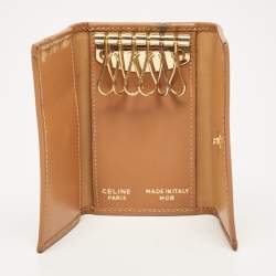 Celine Beige/Brown Macadam Coated Canvas and Leather Keyring Case