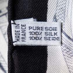 Celine Monochrome Zodiac Logo Print Silk Scarf