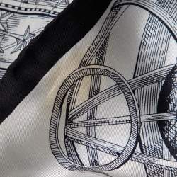 Celine Monochrome Zodiac Logo Print Silk Scarf