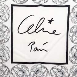 Celine Monochrome Zodiac Logo Print Silk Scarf