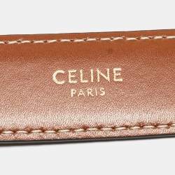 Pre Owned Celine Brown Leather Macadam Buckle Belt 80CM