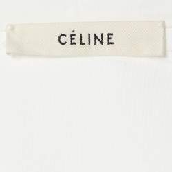 Pre Owned Celine Off-White Cotton Belted Mini Shirt Dress M