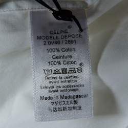 Pre Owned Celine Off-White Cotton Belted Mini Shirt Dress M