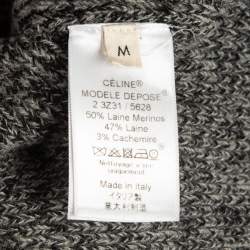 Pre Owned Celine Grey Rib Knit Crew Neck Sweater M
