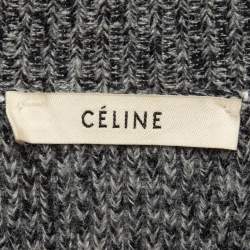 Pre Owned Celine Grey Rib Knit Crew Neck Sweater M