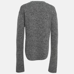 Pre Owned Celine Grey Rib Knit Crew Neck Sweater M