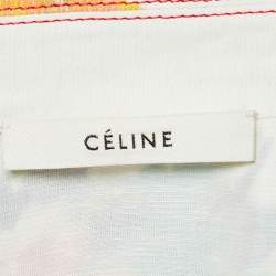 Celine Off White Printed Linen Blend Short Sleeves Shirt S