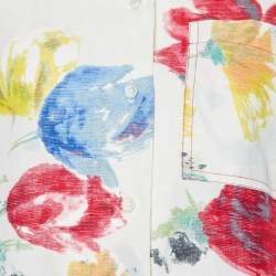 Celine Off White Printed Linen Blend Short Sleeves Shirt S
