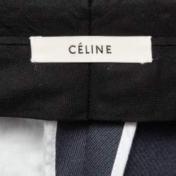 Pre Owned Celine Navy Grey Wool Formal Trousers S