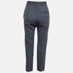 Pre Owned Celine Navy Grey Wool Formal Trousers S