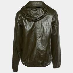 Pre Owned Celine Green Leather Hooded Zip-Up Jacket M