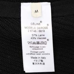Celine Black Wool and Rib Knit Zip Detail Maxi Dress M