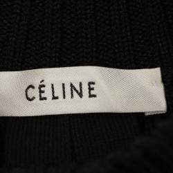 Celine Black Wool and Rib Knit Zip Detail Maxi Dress M