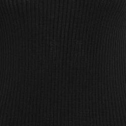 Celine Black Wool and Rib Knit Zip Detail Maxi Dress M