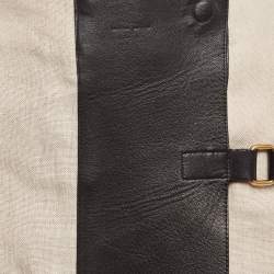 Pre Owned Celine Beige Linen & Leather Paneled Wrap Skirt M