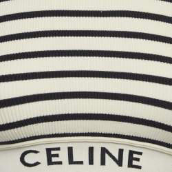 Pre Owned Celine White Striped Rib Knit Tank Crop Top XS