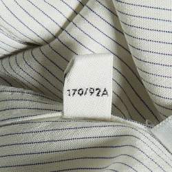 Celine White/Blue Striped Silk Boyfriend Shirt L