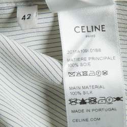 Celine White/Blue Striped Silk Boyfriend Shirt L