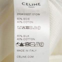 Pre Owned Celine White Rib Knit Button Detail Tank Top S