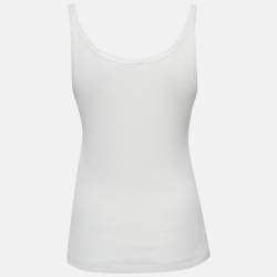 Pre Owned Celine White Rib Knit Button Detail Tank Top S