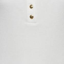 Pre Owned Celine White Rib Knit Button Detail Tank Top S