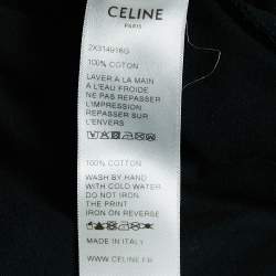 Celine Black Logo Print Cotton Crew Neck T-Shirt S