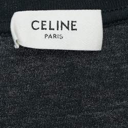 Celine Black Logo Print Cotton Crew Neck T-Shirt S