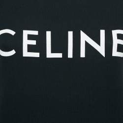 Celine Black Logo Print Cotton Crew Neck T-Shirt S