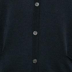 Celine Navy Blue Wool Blend Button Front Cardigan XS