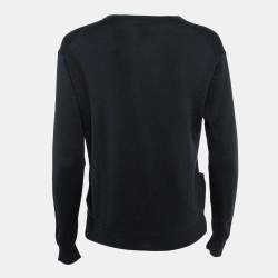 Celine Navy Blue Wool Blend Button Front Cardigan XS