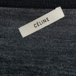 Celine Navy Blue Wool Blend Button Front Cardigan XS