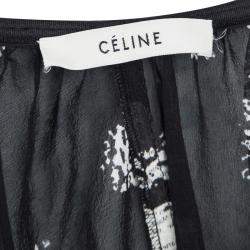 Celine SS'14 Multicolor Printed Mulberry Silk Contrast Bottom Asymmetric Skirt M