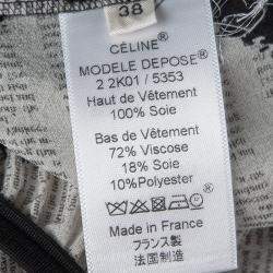 Celine SS'14 Multicolor Printed Mulberry Silk Contrast Bottom Asymmetric Skirt M