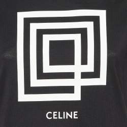 Pre Owned Celine Black Show Invitation 'Labyrinth' Print Cotton T-Shirt S