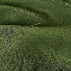 Pre Owned Celine Green Silk Zip Detail High Neck Top M