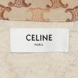 Celine Brown Monogram Print Silk Shirt M