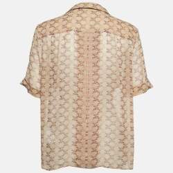 Celine Brown Monogram Print Silk Shirt M