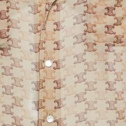Celine Brown Monogram Print Silk Shirt M