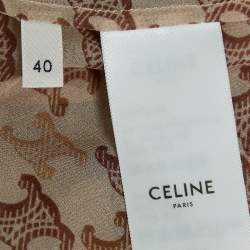 Celine Brown Monogram Print Silk Shirt M