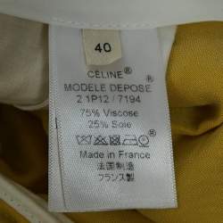 Pre Owned Celine Yellow  Velvet Wide-leg Pants M