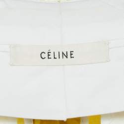 Pre Owned Celine Yellow  Velvet Wide-leg Pants M