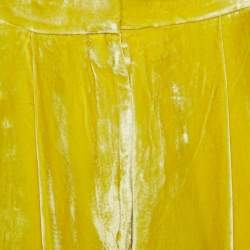 Pre Owned Celine Yellow  Velvet Wide-leg Pants M