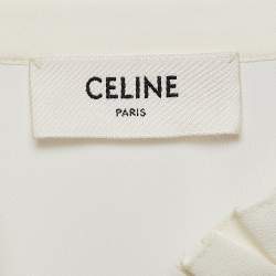 Celine Off-White Silk Blend Ruffled Blouse M