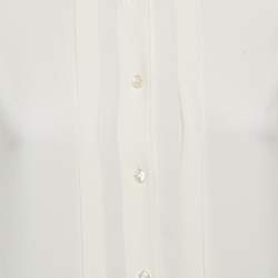 Celine Off-White Silk Blend Ruffled Blouse M