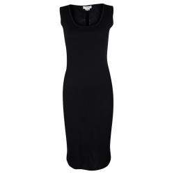 Celine Vintage Black Wool Sleeveless Bodycon Dress S