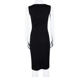 Celine Vintage Black Wool Sleeveless Bodycon Dress S
