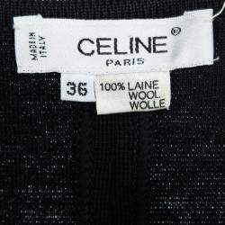 Celine Vintage Black Wool Sleeveless Bodycon Dress S